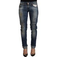 Distressed Blue Denim Patchwork Jeans