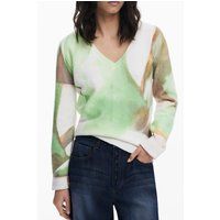 Abstrakter Strickpullover mit V-Ausschnitt