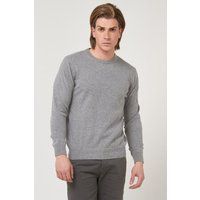 Klassischer grauer Wollmischpullover