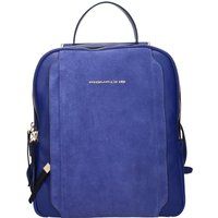 Blauer Lederrucksack mit Wildledereinsatz