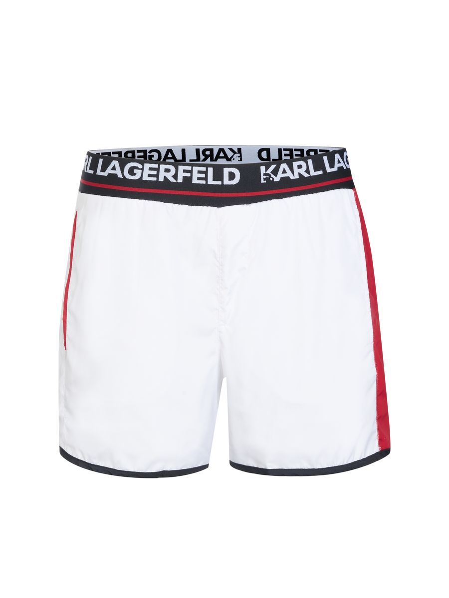 Weiße Badeshorts mit Logo-Bund