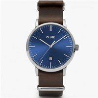 Minimalistische Uhr mit blauem Zifferblatt