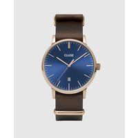 Elegante minimalistische Armbanduhr braunes Leder