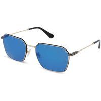 Geometrische Sonnenbrille mit blauen Spiegelgläsern