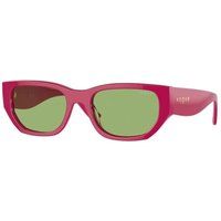 Pinkfarbene Cat-Eye-Sonnenbrille mit grünen Gläsern