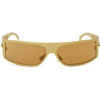 Goldfarbene Sonnenbrille mit Metallschild