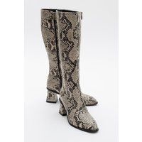 Elly Gemusterter Blockabsatz-Stiefel