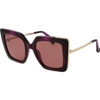 Moderne Sonnenbrille mit lila, quadratischem Rahmen
