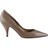Taupefarbene spitze Leder Pumps