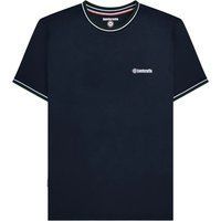 Marineblaues T-Shirt mit Rundhalsausschnitt und Besatz
