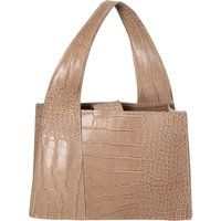 Strukturierte Handtasche mit Ledergriff