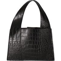 Strukturierte Handtasche mit Ledergriff