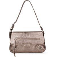 Metallic Leder Schulter Baguette Tasche