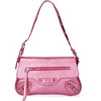 Metallic Leder Schulter Baguette Tasche
