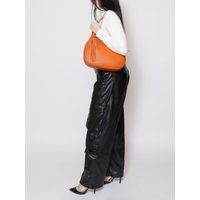 Orange Hobo Schultertasche aus Leder