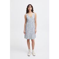 Ärmelloses Kleid mit Blumenmuster und Knopfleiste