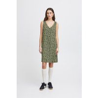 Ärmelloses Kleid mit Blumenmuster und Knopfleiste