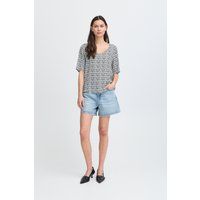 Bluse mit V-Ausschnitt und Puffärmeln