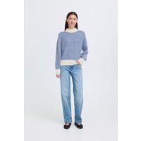 Blau gestreifter Strickpullover lockere Passform