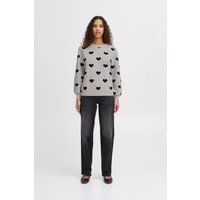 Strickpullover mit Herzmuster und Rundhalsausschnitt