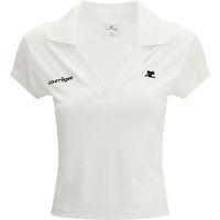 Kurzes Baumwoll-Poloshirt, schmale Passform