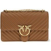 PINKO Braune Kalbleder Bos Taurus Schultertasche