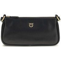 PINKO Schwarze Kalbleder Bos Taurus Schultertasche