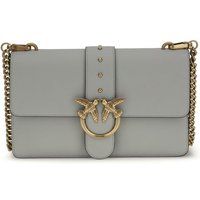 PINKO Graue Kalbleder Bos Taurus Schultertasche