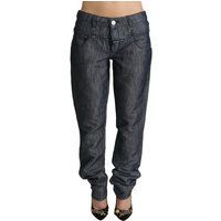 Dunkelgraue Gerade Jeans mit Mittelhohem Bund