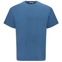 Klassisches blaues Baumwoll-T-Shirt mit Rundhalsausschnitt