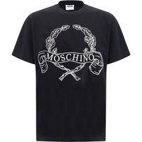 Schwarzes Baumwoll-T-Shirt mit Grafikprint