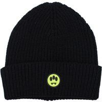 Schwarze Wollmütze mit Logo-Patch