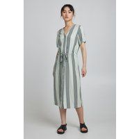 Gestreiftes Midikleid mit Bindegürtel