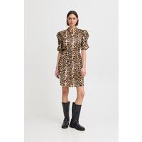 Mini-Kleid mit Leopardenmuster und Puffärmeln