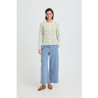 Gestreifte Langarm Strickjacke mit Knöpfen