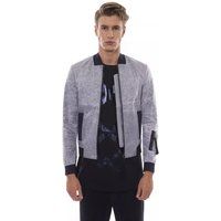 Herren Graue Strukturierte Bomberjacke