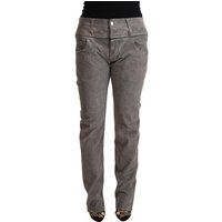 Graue Cord High-Waist Hose mit geradem Bein