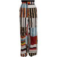 Dolce & Gabbana Mehrfarbige Gestreifte Hochtaillierte Baumwollhose