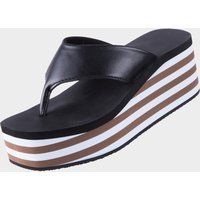 Gestreifte Plateau Flip-Flop Sandalen