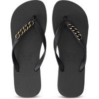 Schwarze Flip-Flops mit Kettendetail