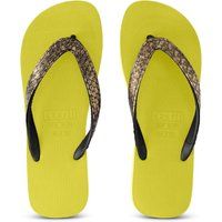 Python Bronze Flip Flops Neon Limette