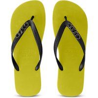Neon-Limonenfarbene Flip-Flops mit Kettendetail