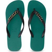 Waldgrüne Flip-Flops mit Kettenakzent