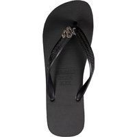 Schwarze verzierte Zehentrenner Sandale Flip-Flop