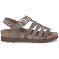 Graue Wildleder-Gladiator-Keilsandalen