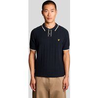 Geripptes Strickpoloshirt mit Besatz
