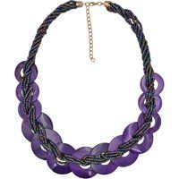 Statement-Halskette mit lila Muschelringen