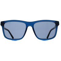 Quadratische Sonnenbrille mit blauem Rahmen