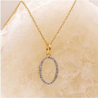Vergoldete Halskette mit Diamant-Ovalanhänger