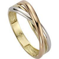 Dreifarbiger Goldring mit verschlungenen Bändern